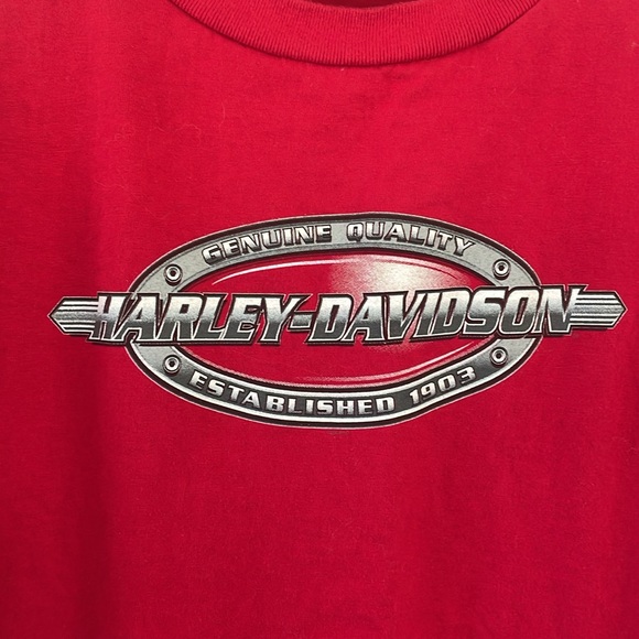 Vintage Harley Davidson Tee T-shirt Red 2004 Premont, Quebec Size Large - Picture 2 of 7